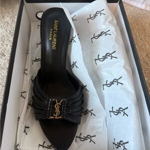 Saint Laurent Black and Gold Women's Mules